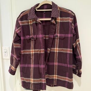 Madewell Plaid Utility Jacket in Purple and Pink